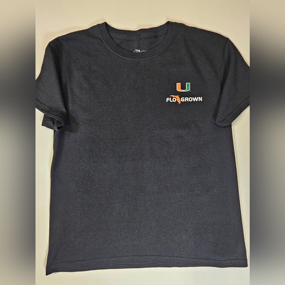 FloGrown Youth T-shirt Black Medium Miami Hurricanes Graphic Florida Fishing Tee